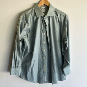 Brooks Brothers Green Dress Shirt Crisp Cotton Classic